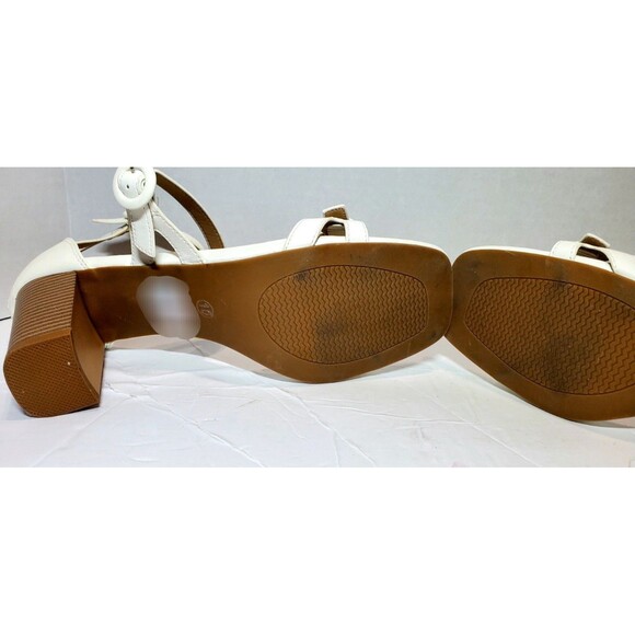 White Strappy Block Heel Sandals – Zip Back Open Toe Size 10M Comfort Est. 1946 - Picture 7 of 11